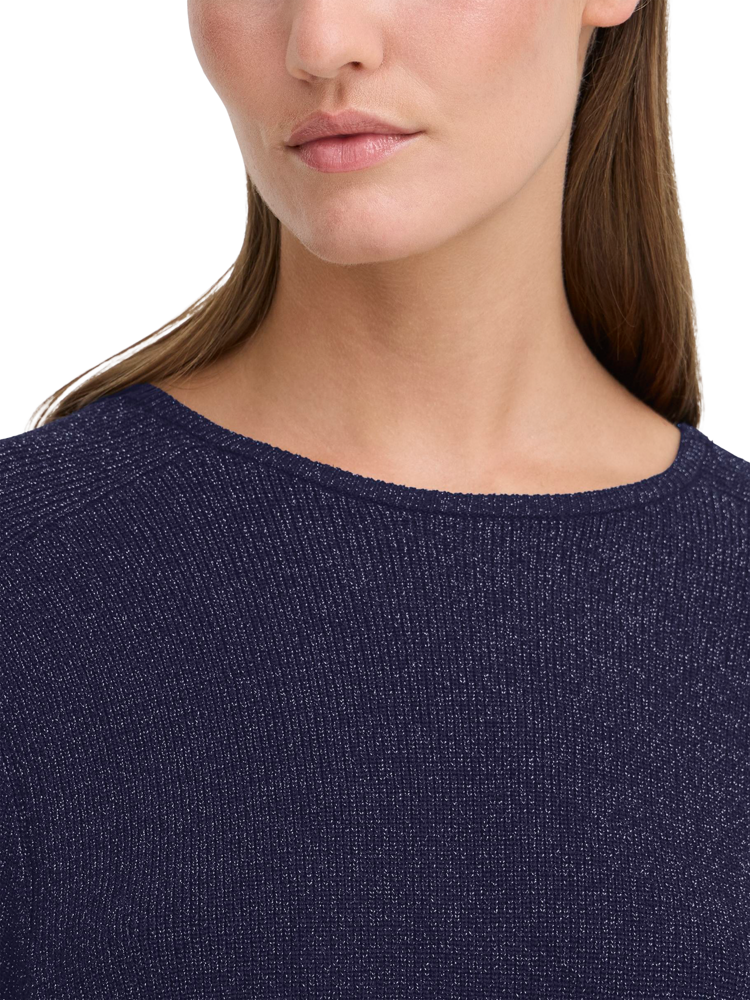 Product image 4 of 7, which shows ICHI Cody Shimmer Knit Jumper, Total Eclipse, XS