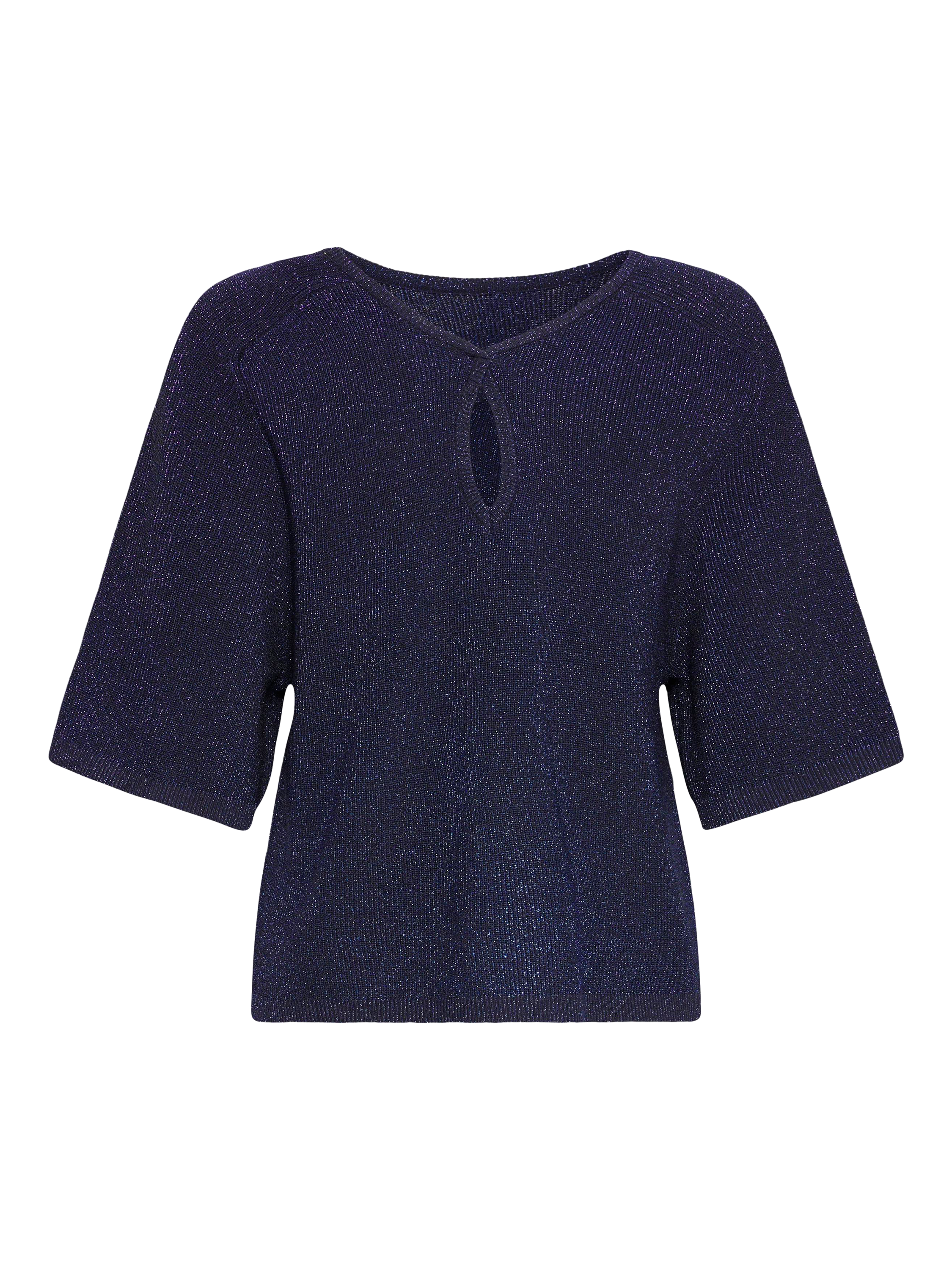 Product image 6 of 7, which shows ICHI Cody Shimmer Knit Jumper, Total Eclipse, XS