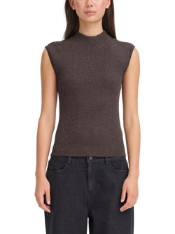 ICHI Cody Shimmer Knit Top, Shale