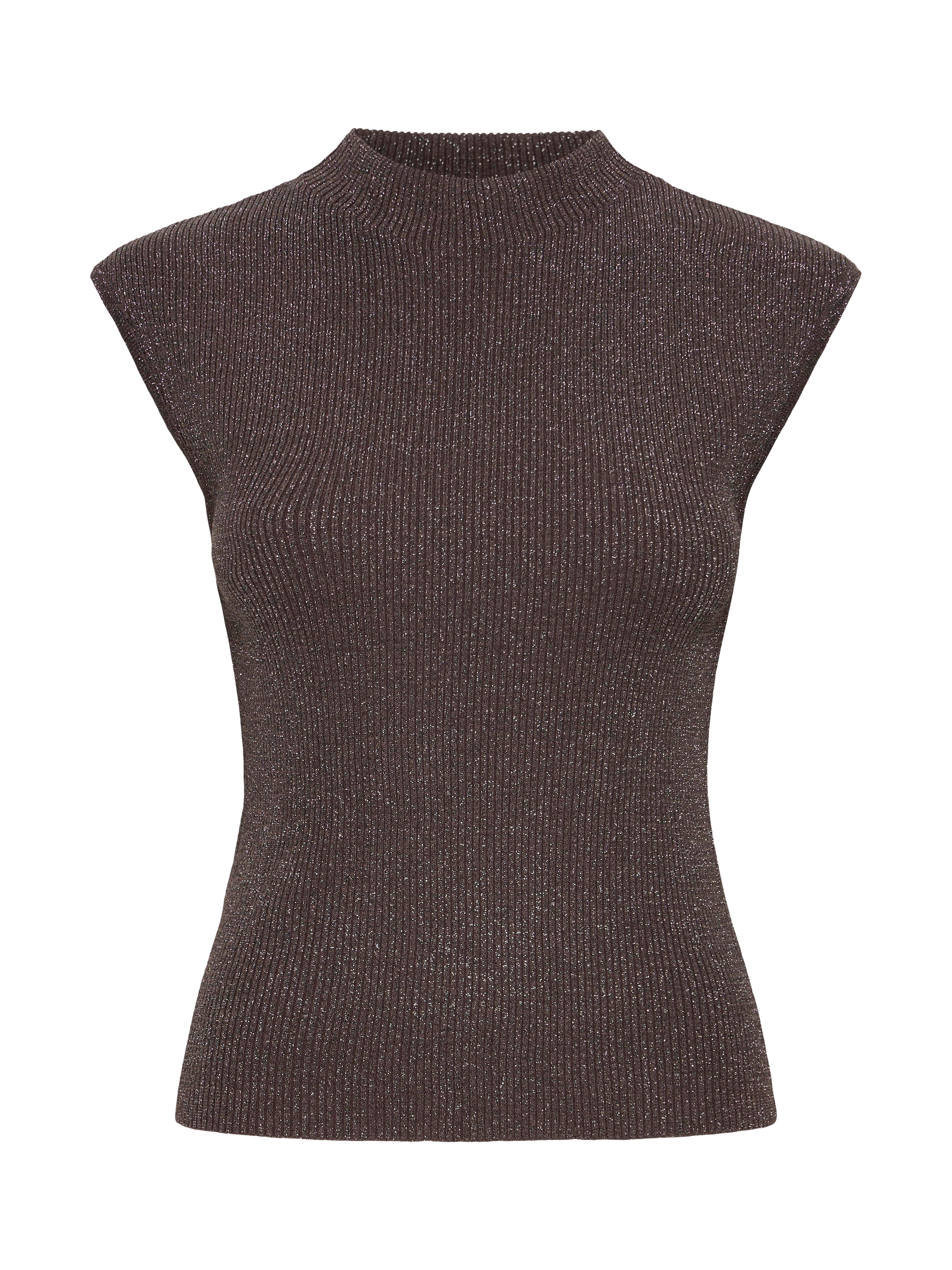 Product image 5 of 7, which shows ICHI Cody Shimmer Knit Top, Shale, XS