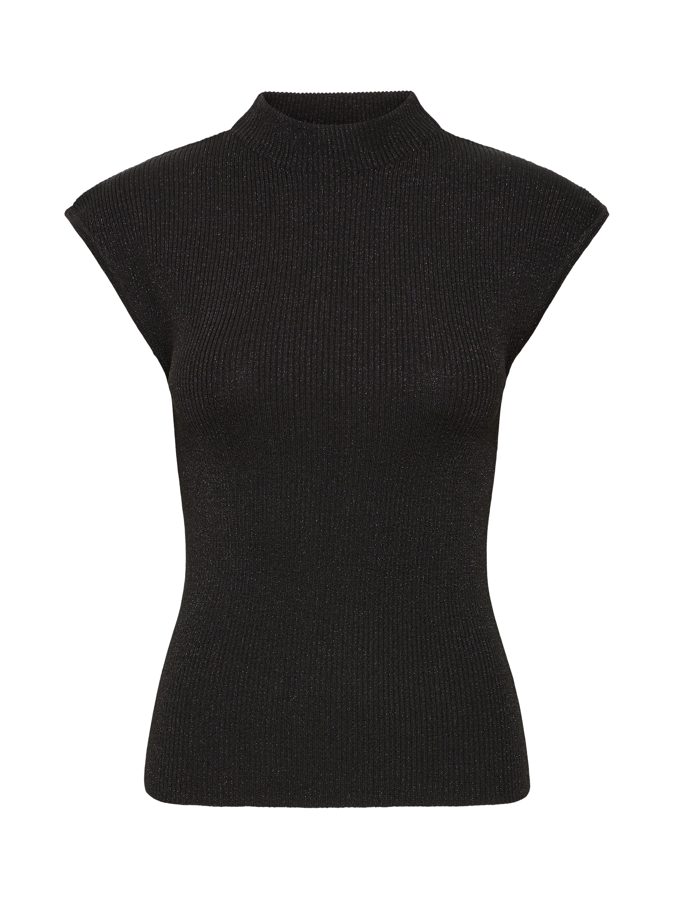 Product image 5 of 7, which shows ICHI Cody Shimmer Knit Top, Black, XS