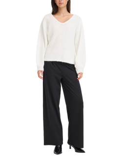 ICHI Dabria V-Neck Jumper, Cloud Dancer, Cloud Dancer