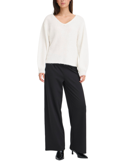 ICHI Dabria V-Neck Jumper, Cloud Dancer, Cloud Dancer