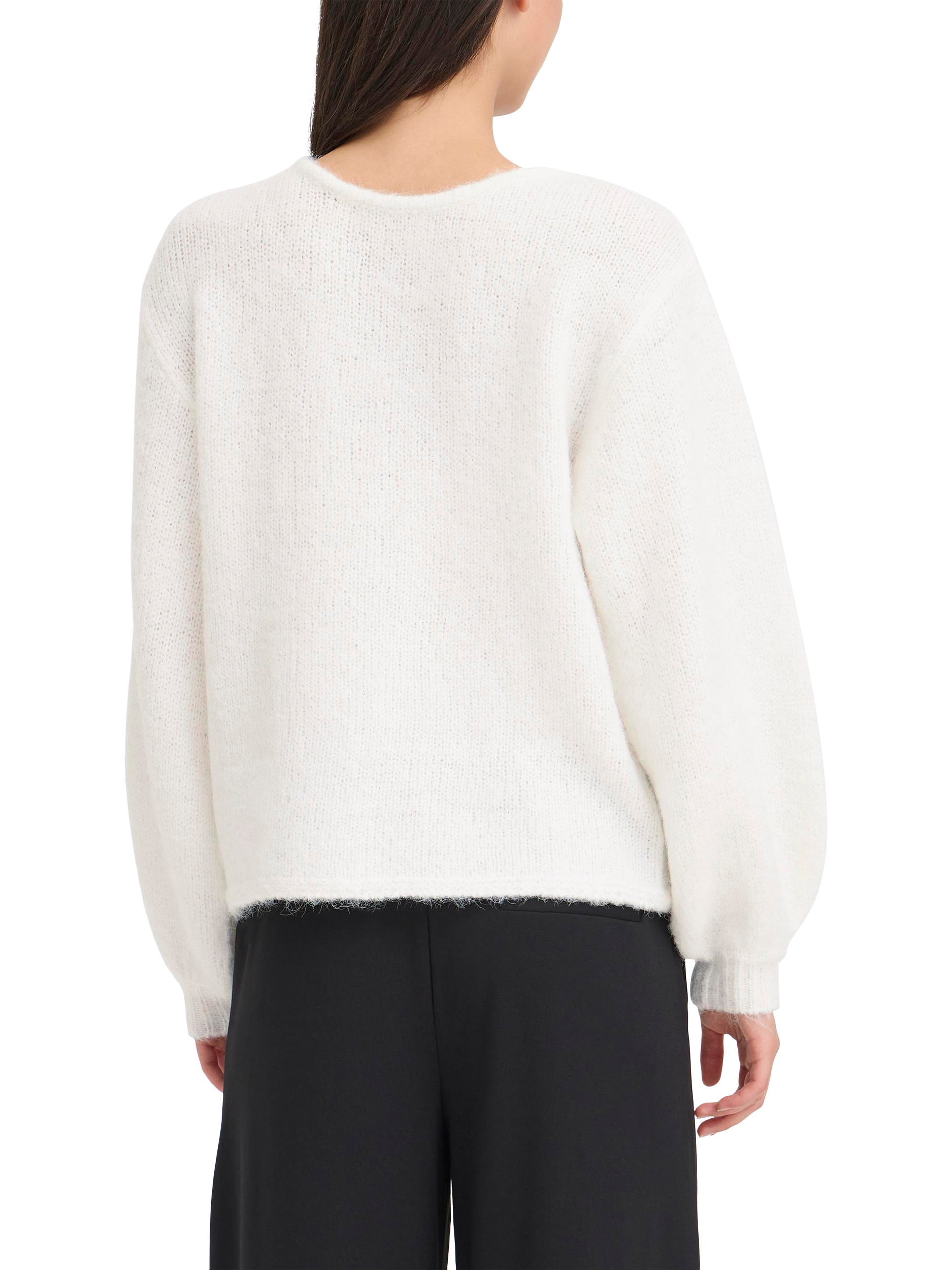 Product image 2 of 7, which shows ICHI Dabria V-Neck Jumper, Cloud Dancer, M