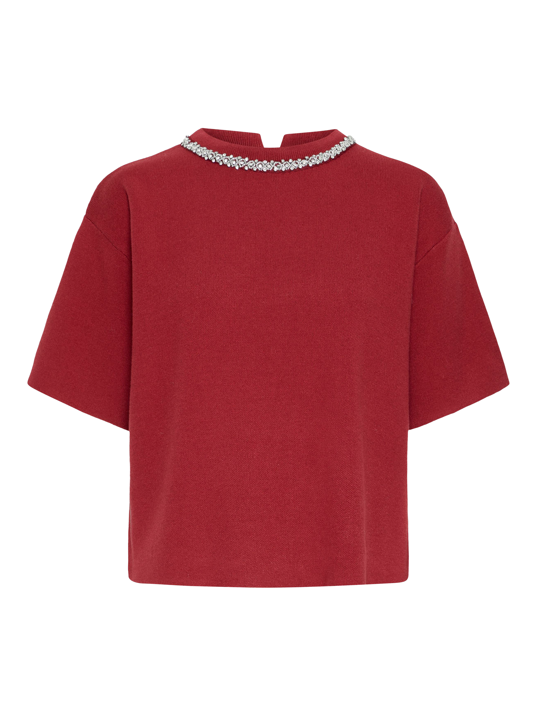 Product image 5 of 7, which shows ICHI Dorise Embellished Crew Neck Jumper , Biking Red, XS