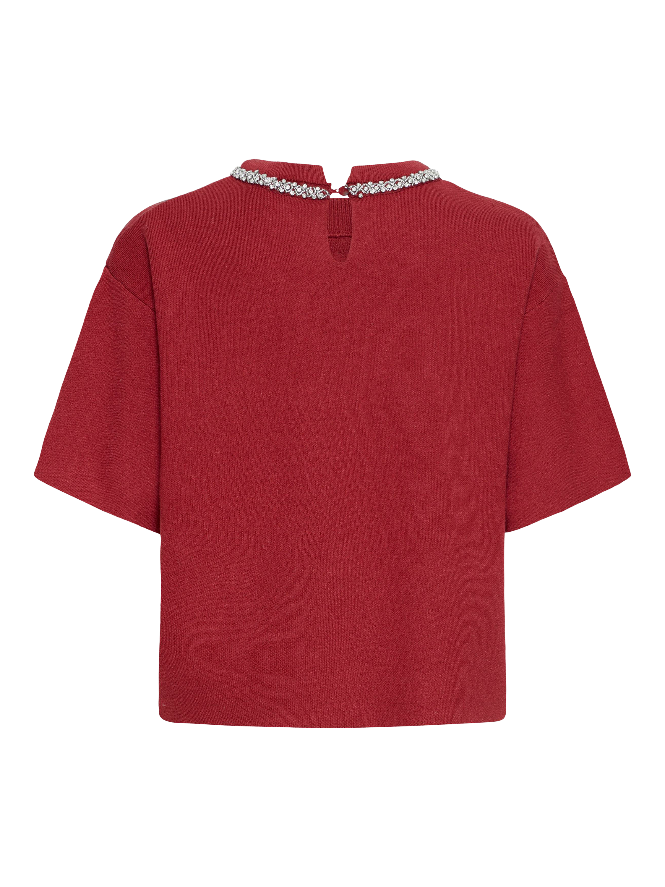 Product image 6 of 7, which shows ICHI Dorise Embellished Crew Neck Jumper , Biking Red, XS