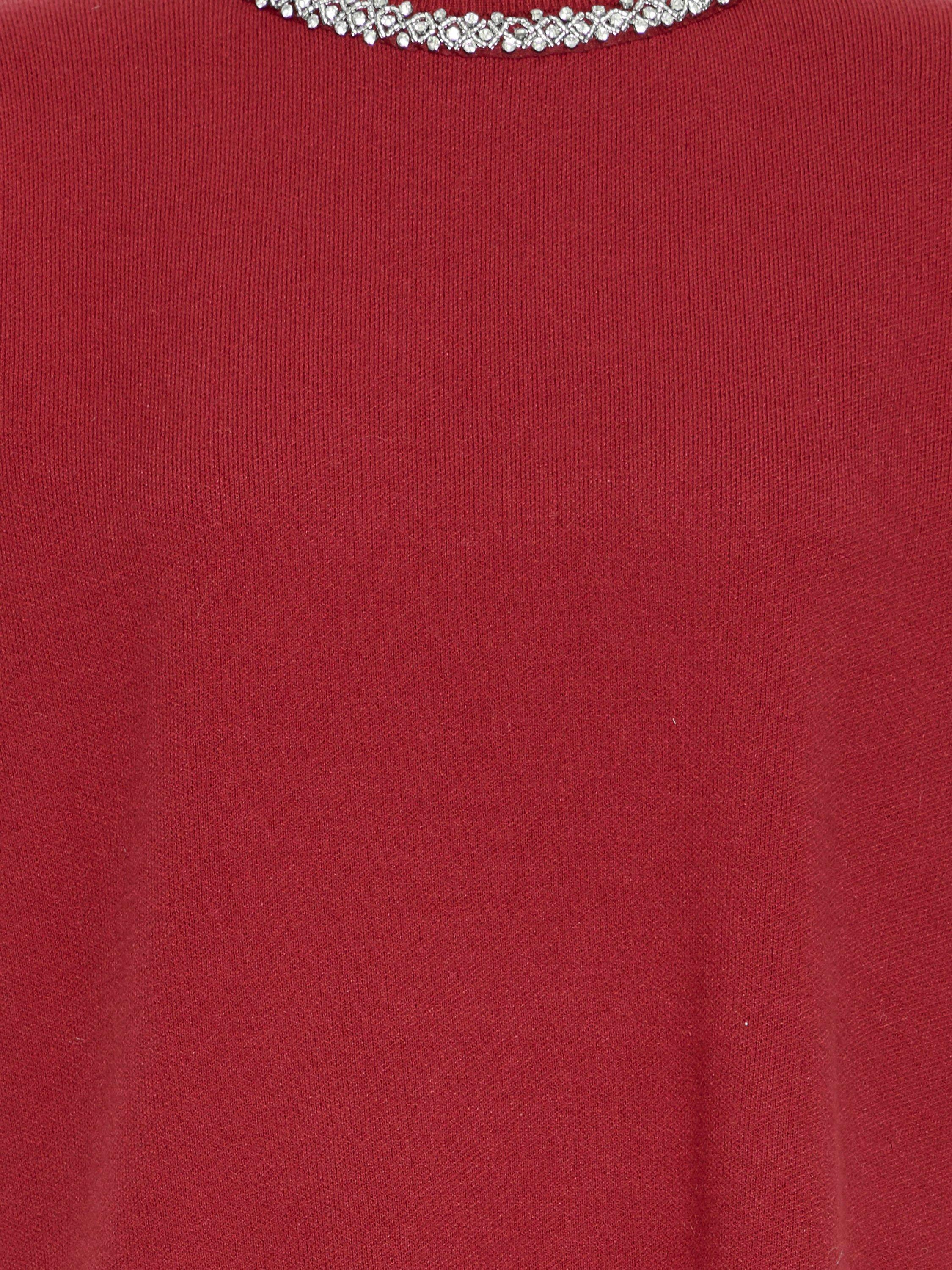 Product image 7 of 7, which shows ICHI Dorise Embellished Crew Neck Jumper , Biking Red, XS
