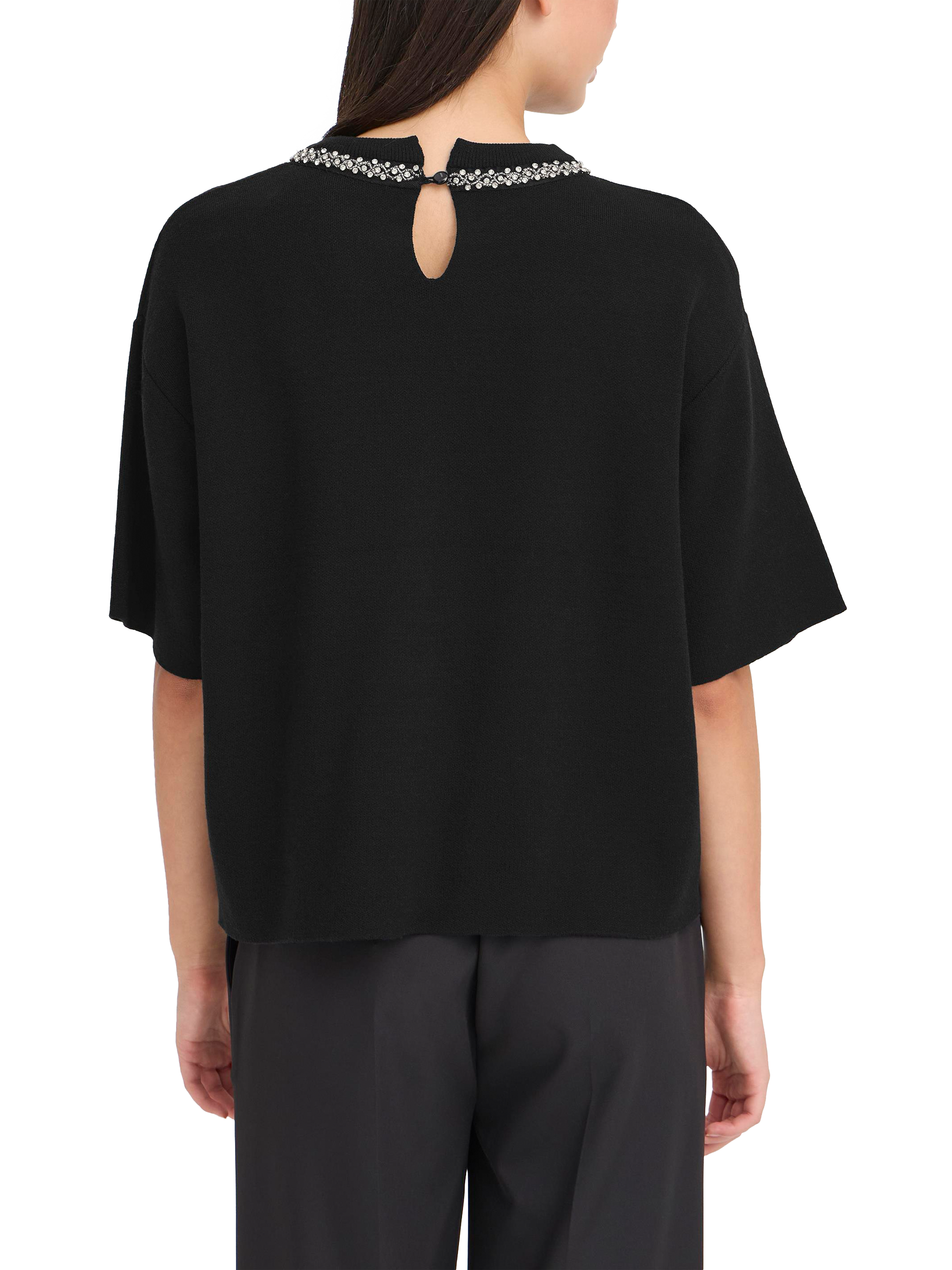 Product image 2 of 6, which shows ICHI Dorise Embellished Crew Neck Jumper , Black, XS