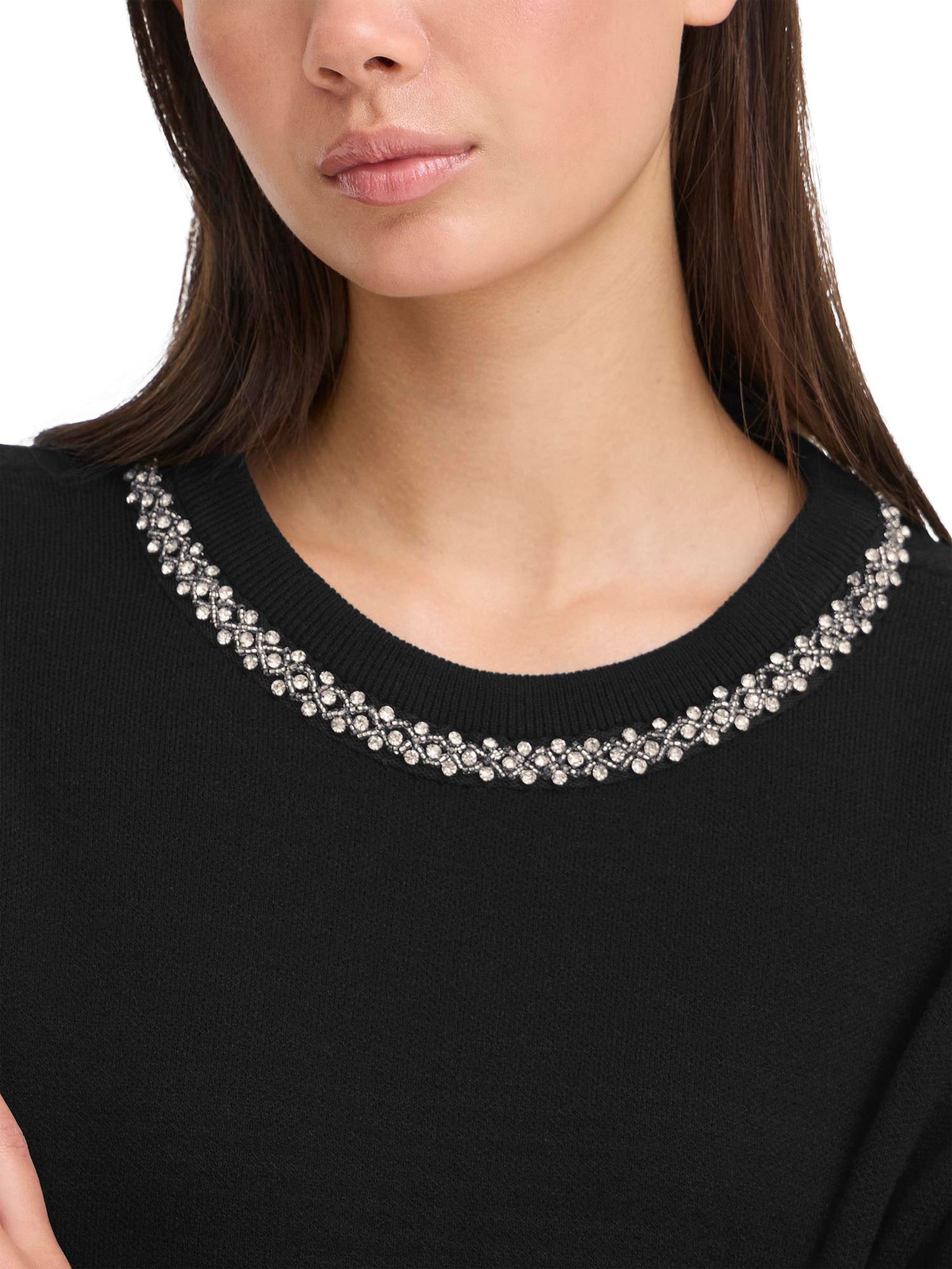 Product image 4 of 6, which shows ICHI Dorise Embellished Crew Neck Jumper , Black, XS