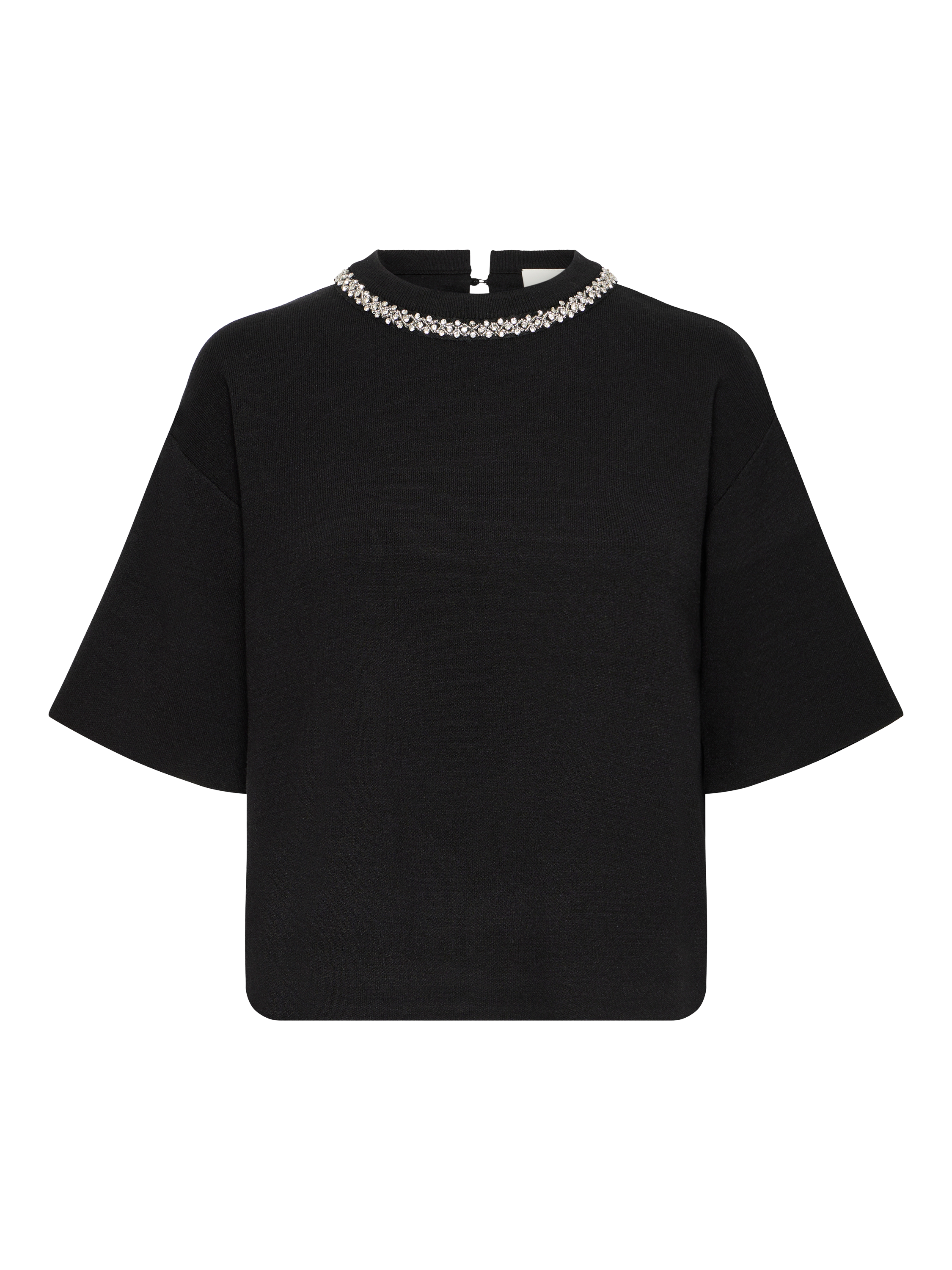 Product image 5 of 6, which shows ICHI Dorise Embellished Crew Neck Jumper , Black, XS