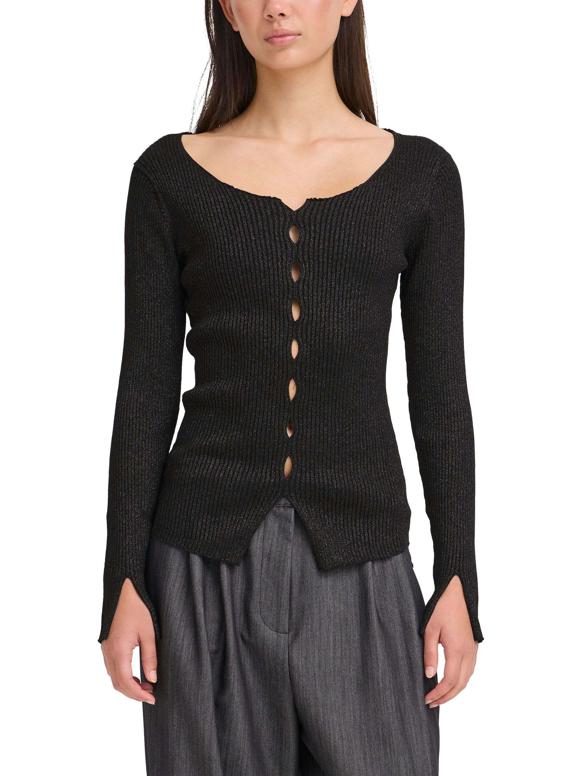 Product image 1 of 6, which shows ICHI Dreas Shimmer Jumper, Black, S