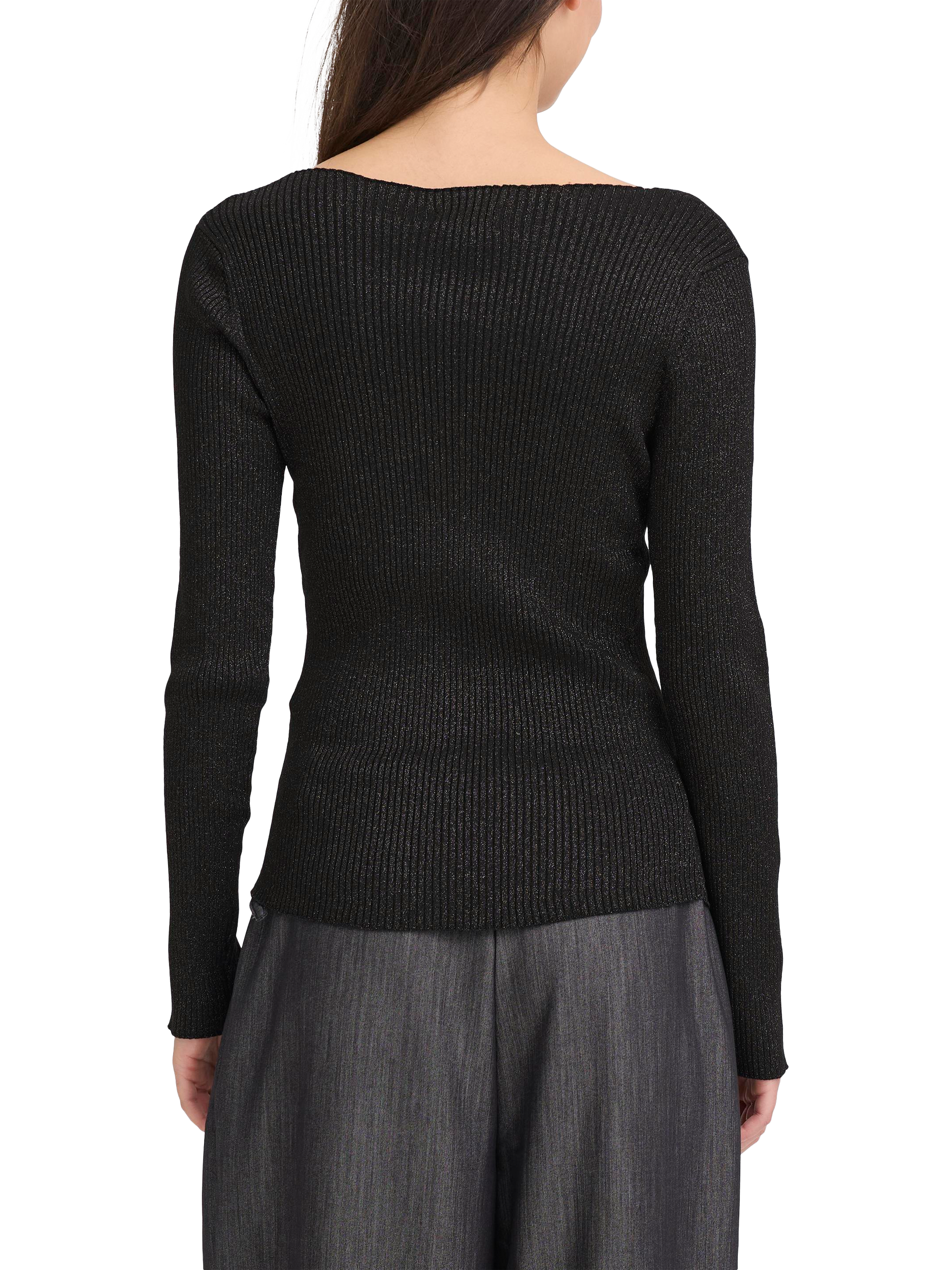 Product image 2 of 6, which shows ICHI Dreas Shimmer Jumper, Black, S