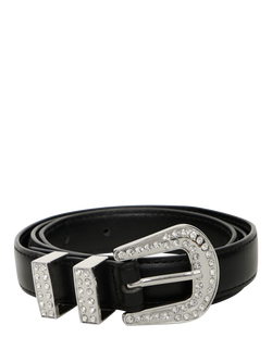 ICHI Bonnie Rhinestone Embellished Belt, Black - view 2, Black