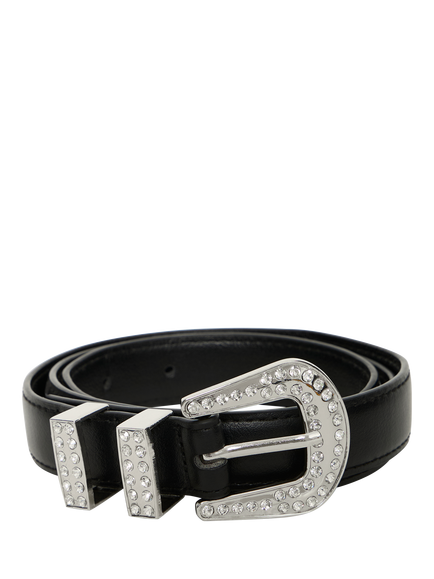 ICHI Bonnie Rhinestone Embellished Belt, Black - view 2, Black