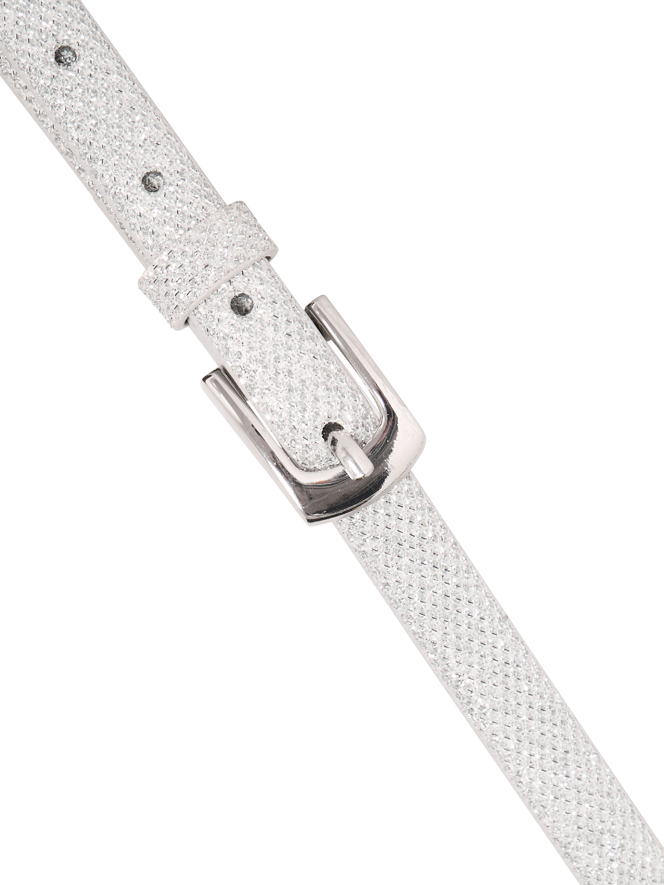 Product image 3 of 6, which shows ICHI Sutin Glitter Faux Leather Belt, Silver, 85cm