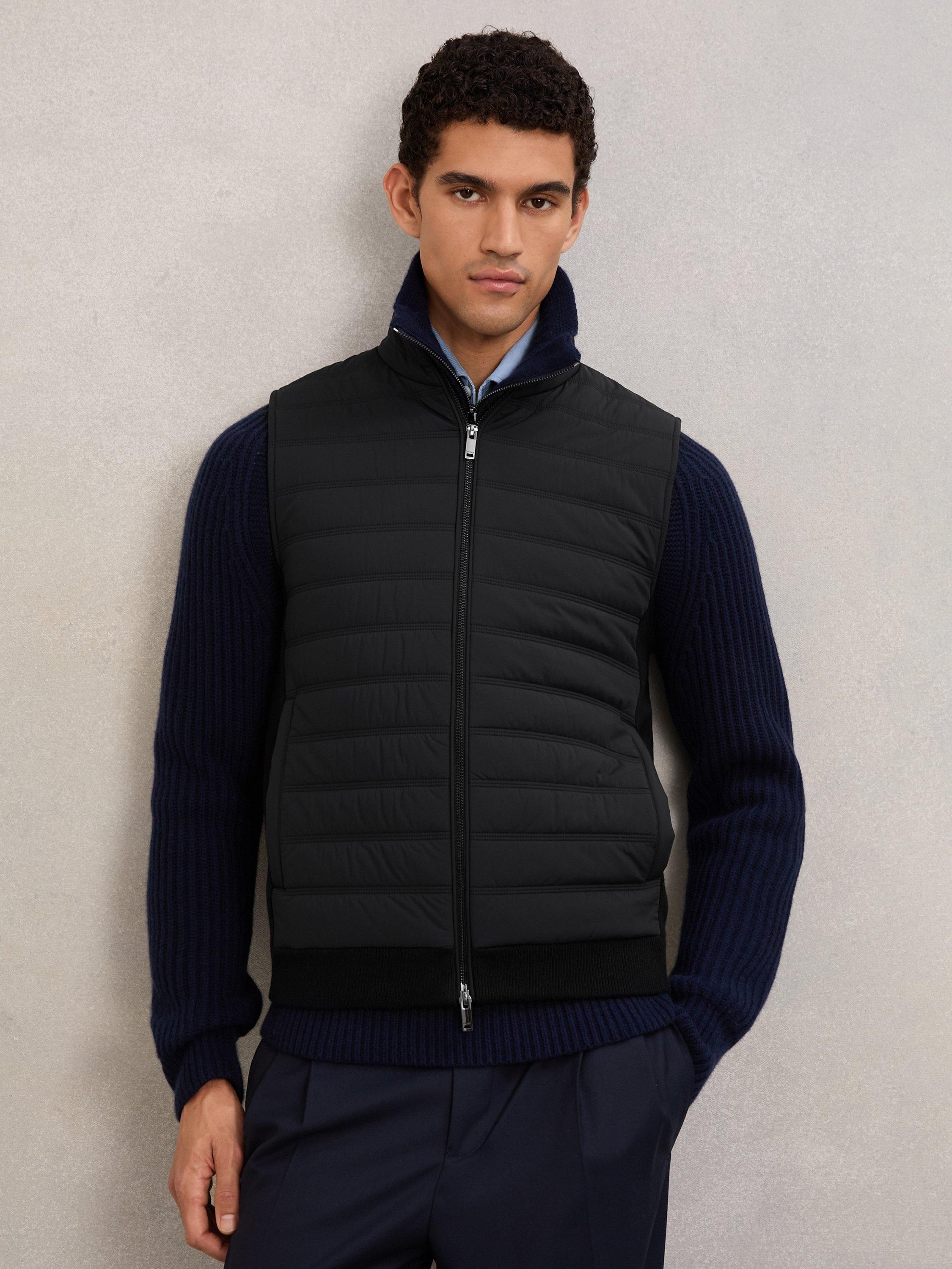 Product image 1 of 5, which shows Reiss Newford Puffer Gilet, Black, XS
