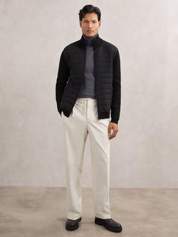 Reiss Townsend Quilted Rib Knit Funnel Neck Jacket, Black