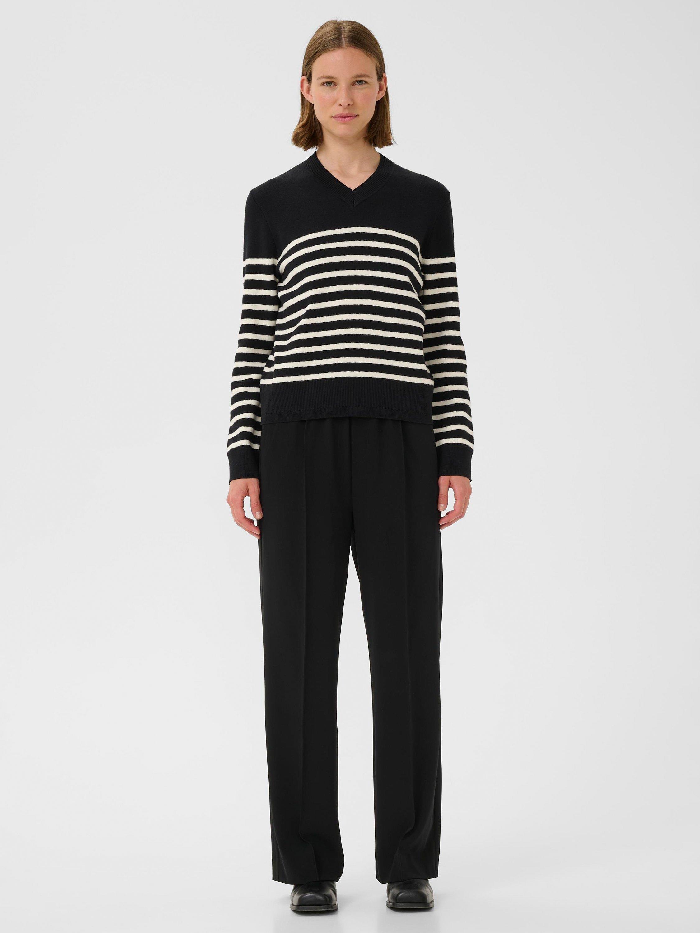 Product image 3 of 6, which shows InWear WallisIW V-Neck Striped Jumper , Black/White, XS