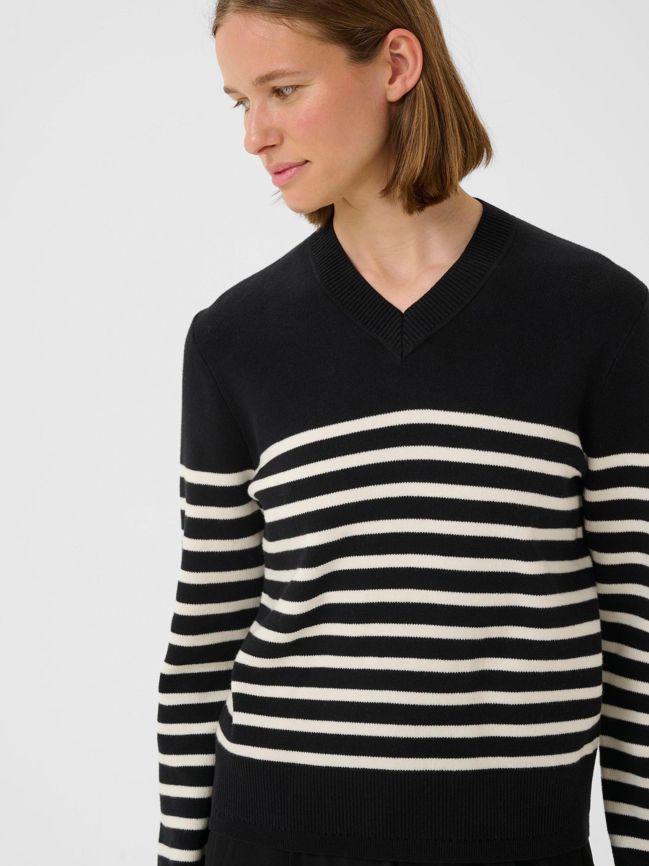 Product image 4 of 6, which shows InWear WallisIW V-Neck Striped Jumper , Black/White, XS