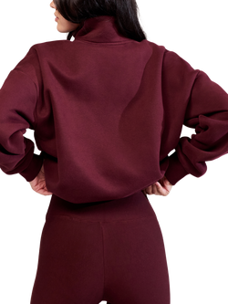 Lovall Heavyweight Cotton Blend Quarter Zip Sweatshirt - view 2, Burgundy