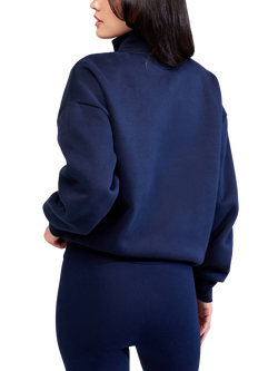 Lovall Heavyweight Cotton Blend Quarter Zip Sweatshirt - view 2, Navy