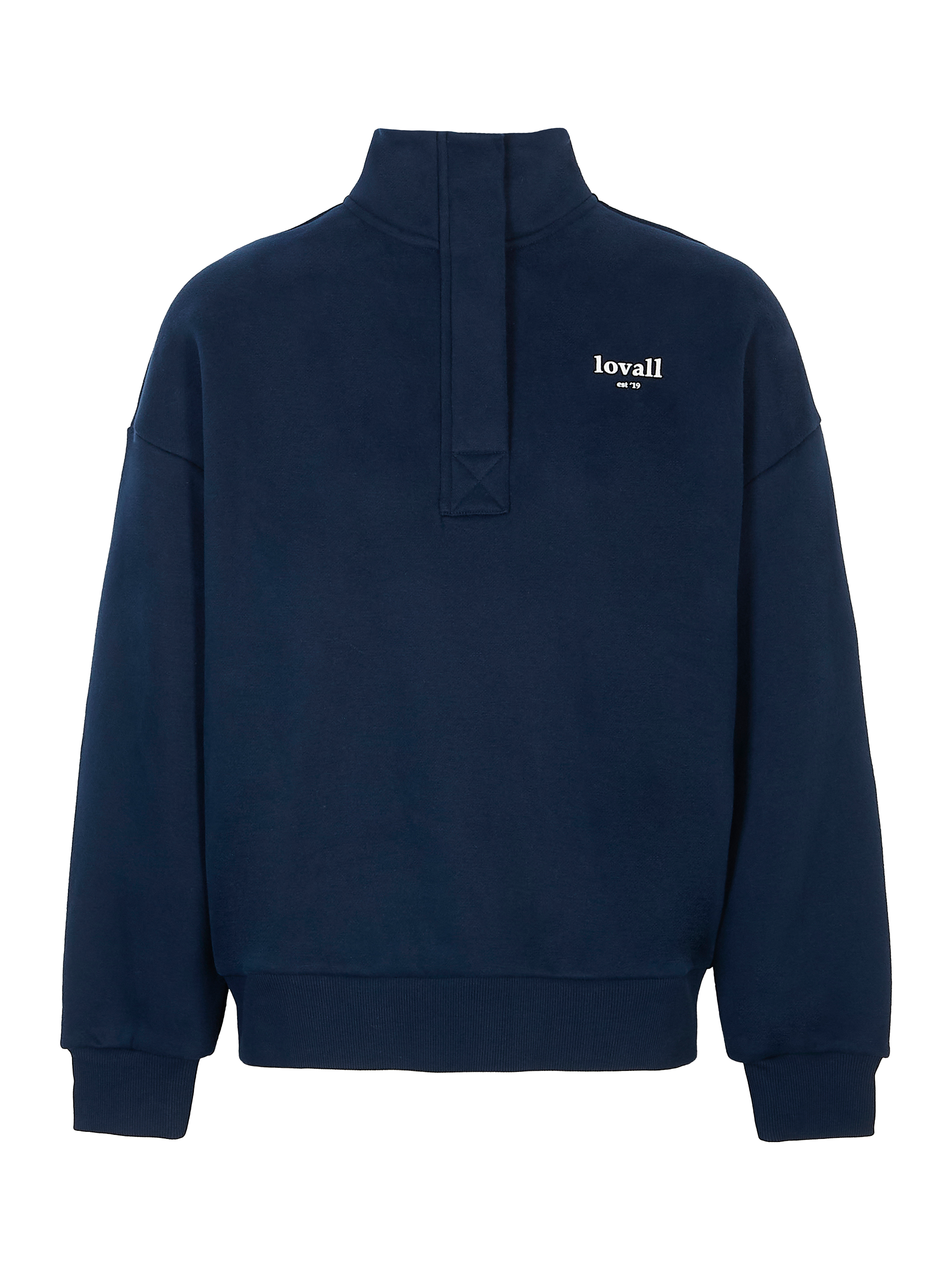 Product image 5 of 5, which shows Lovall Heavyweight Cotton Blend Quarter Zip Sweatshirt, Navy, 6
