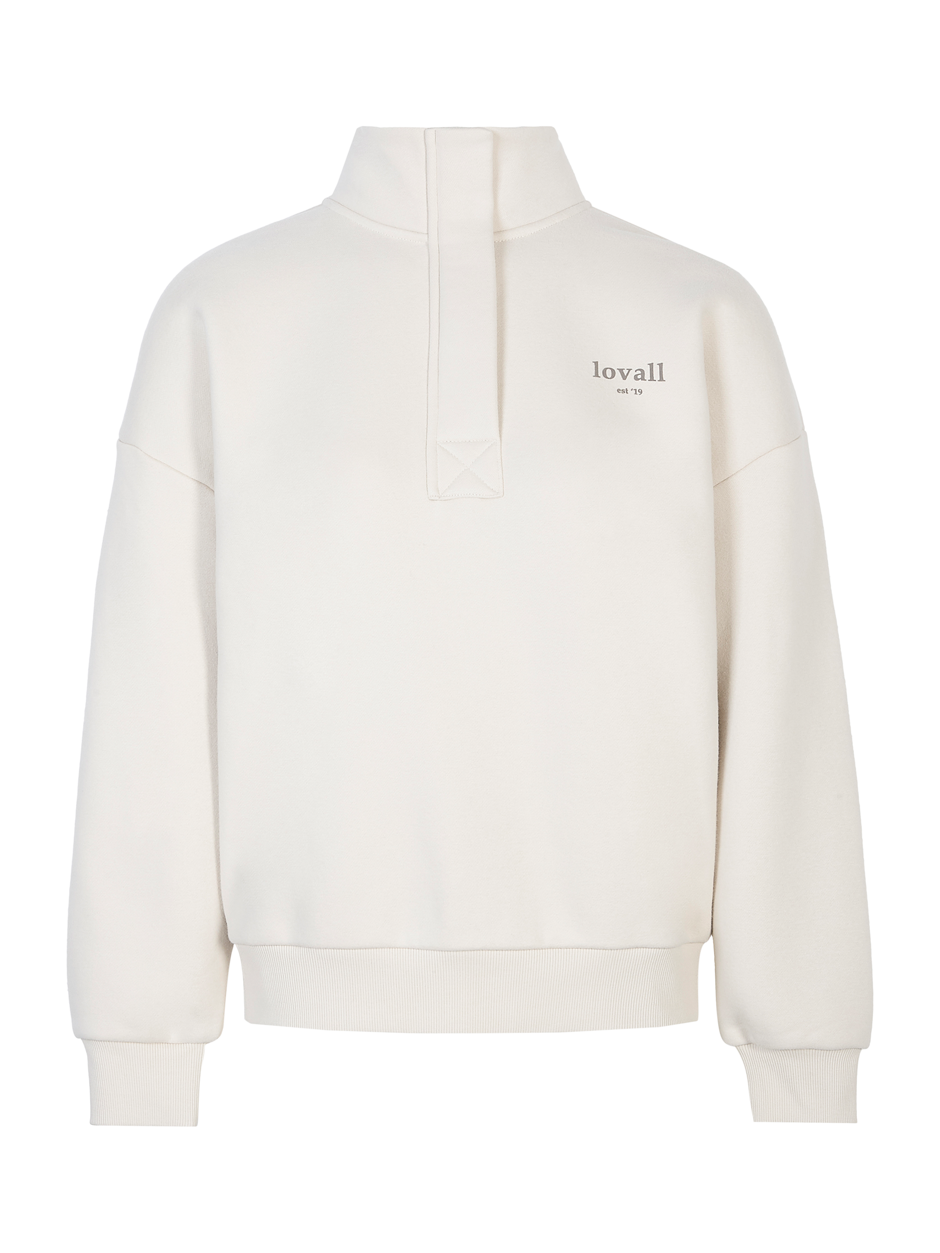 Product image 5 of 5, which shows Lovall Heavyweight Cotton Blend Quarter Zip Sweatshirt, Ecru, 6