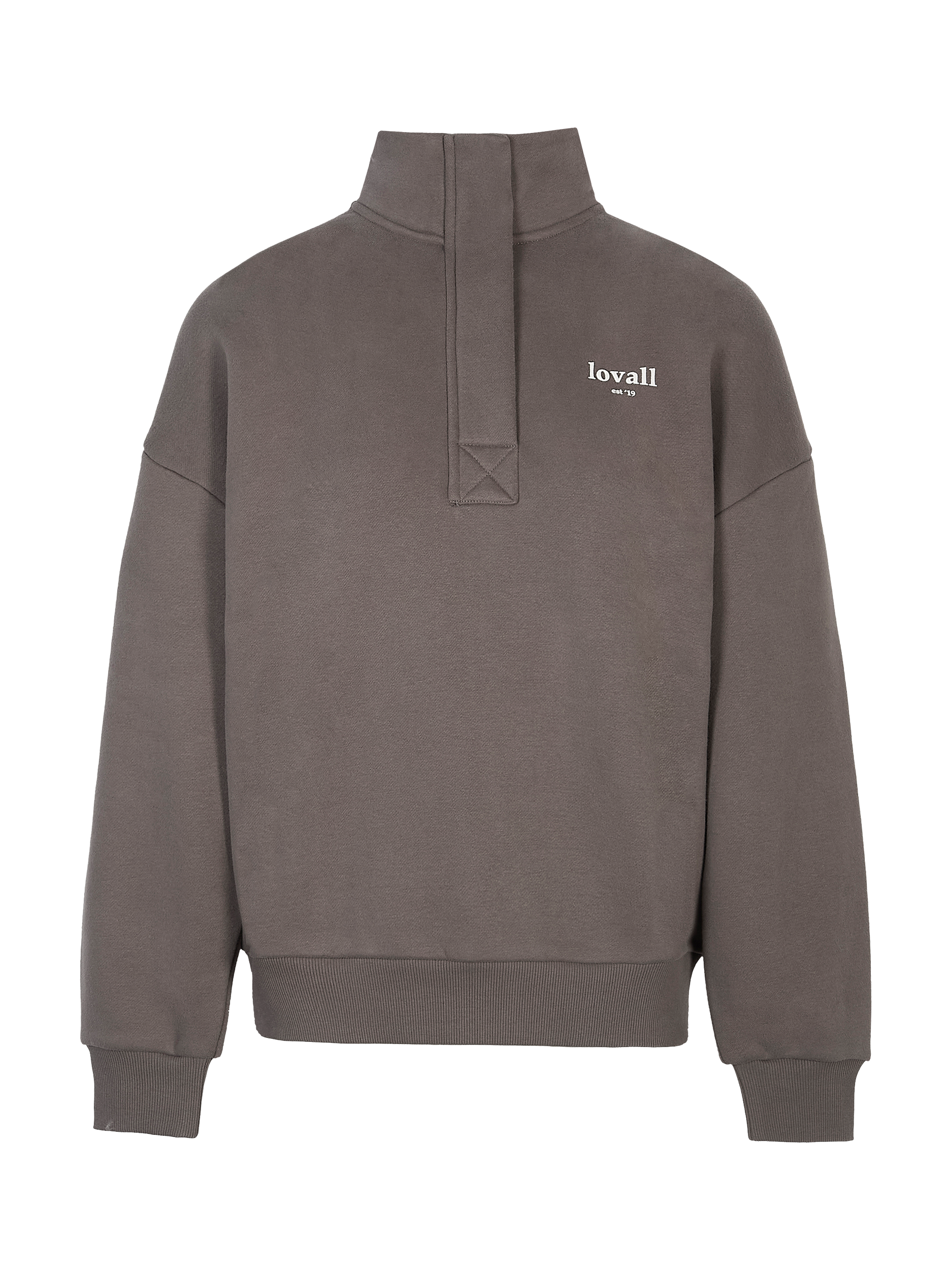 Product image 5 of 5, which shows Lovall Heavyweight Cotton Blend Quarter Zip Sweatshirt, Mocha, 6