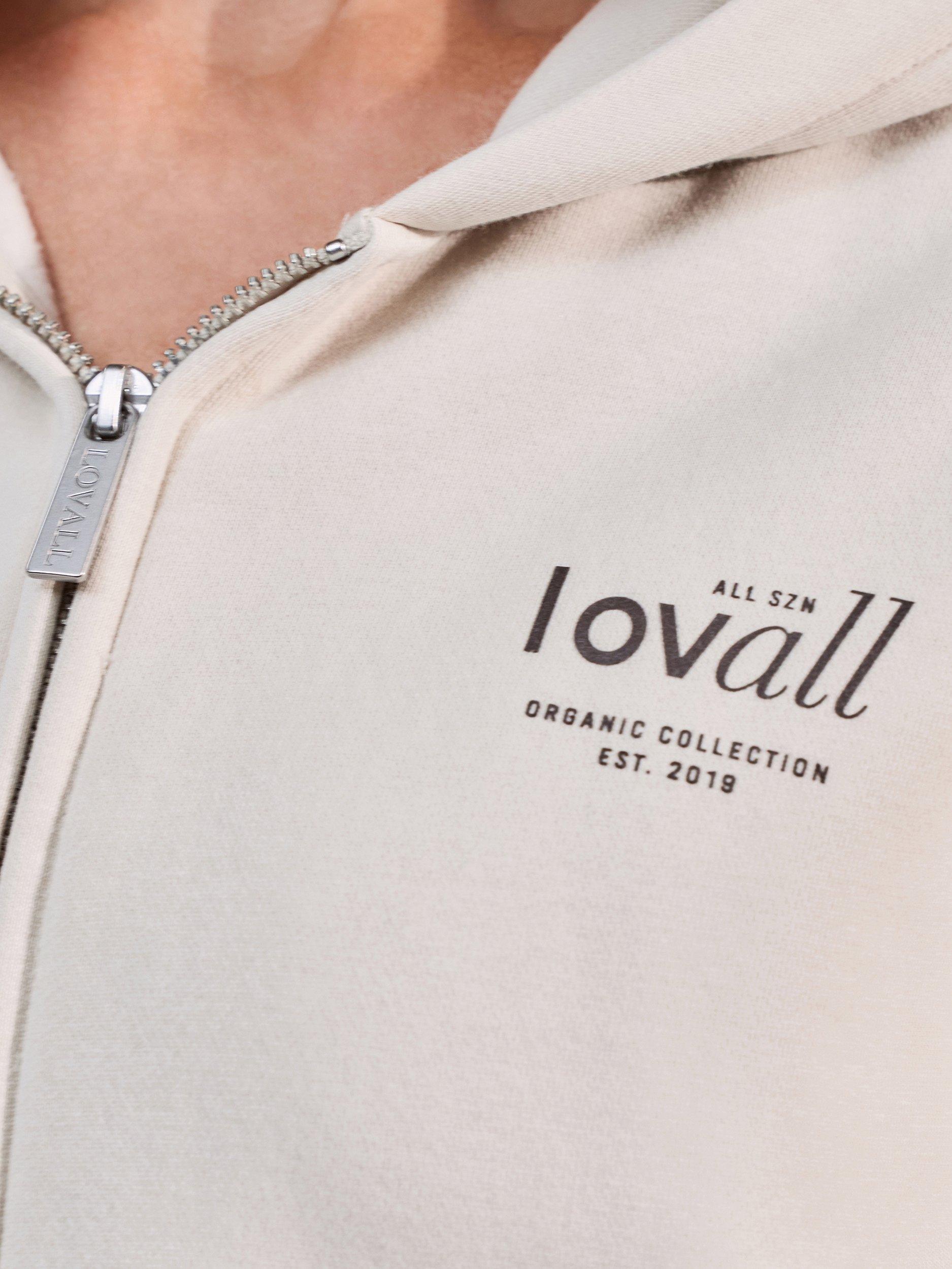 Product image 3 of 5, which shows Lovall ALL SZN Cropped Zip Through Hoodie, Ecru, 6