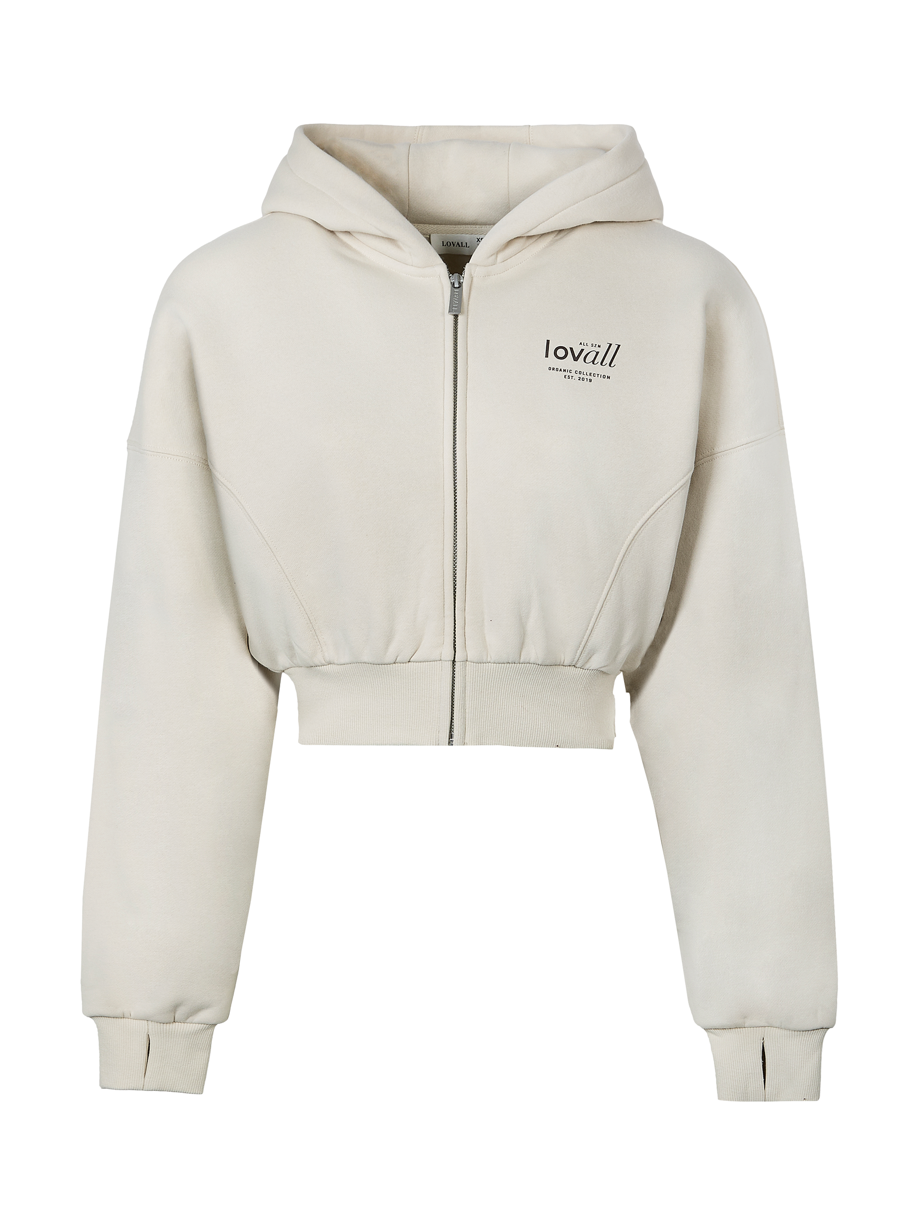 Product image 5 of 5, which shows Lovall ALL SZN Cropped Zip Through Hoodie, Ecru, 6
