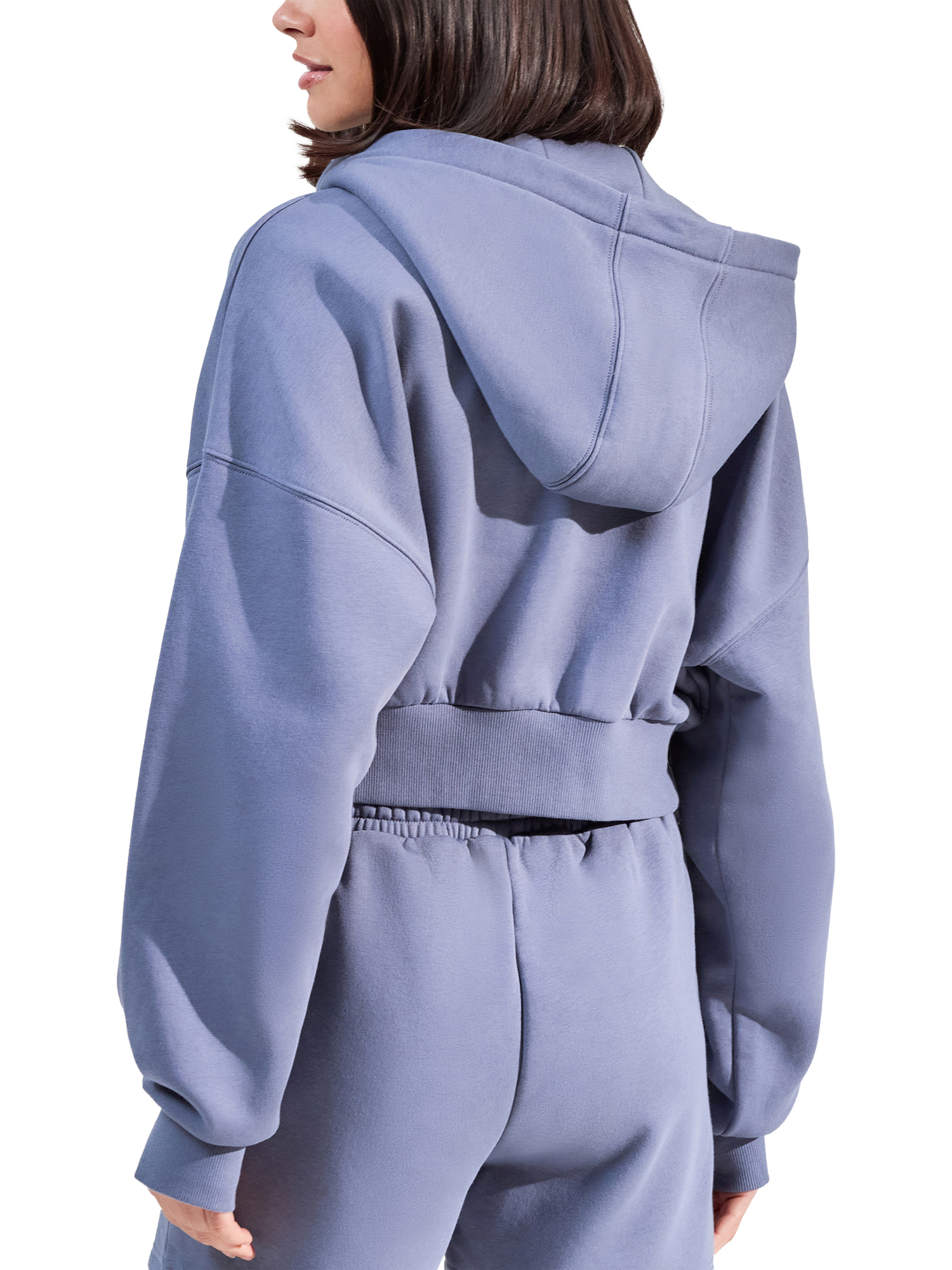 Product image 2 of 5, which shows Lovall Cotton Blend Cropped Zip Hoodie, Ice Blue, 6