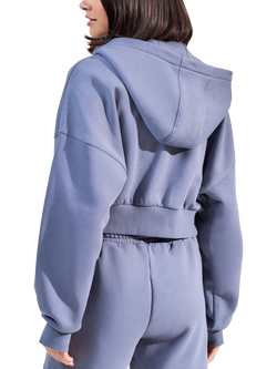 Lovall Cotton Blend Cropped Zip Hoodie, Ice Blue - view 2, Ice Blue