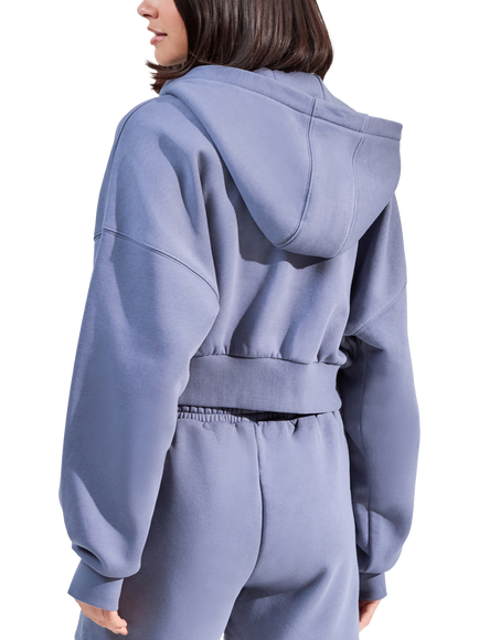 Lovall Cotton Blend Cropped Zip Hoodie, Ice Blue - view 2, Ice Blue