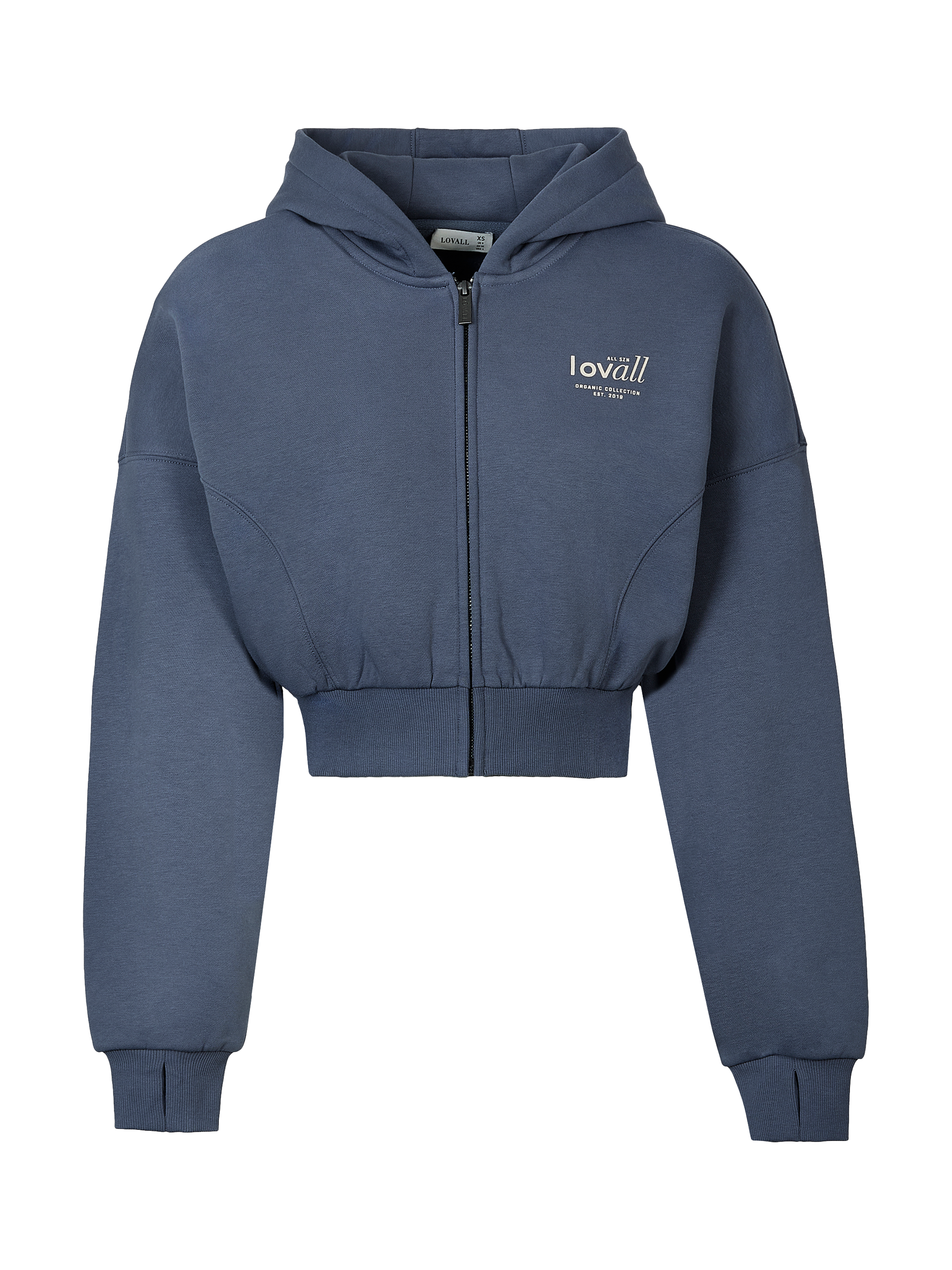 Product image 5 of 5, which shows Lovall Cotton Blend Cropped Zip Hoodie, Ice Blue, 6