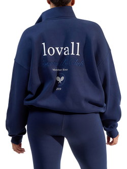 Lovall ALL SZN Funnel Neck Zip Through Top, Navy - view 2, Navy