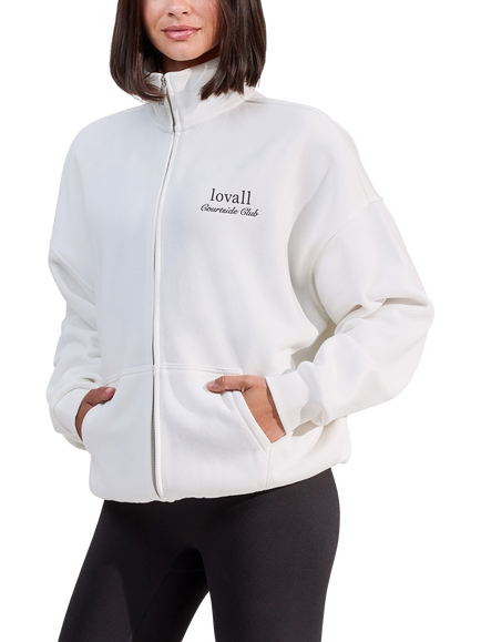 Lovall ALL SZN Cotton Blend Funnel Neck Top, Off White, Off White