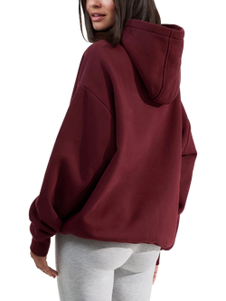 Lovall Cotton Blend Oversized Hoodie - view 2, Burgundy