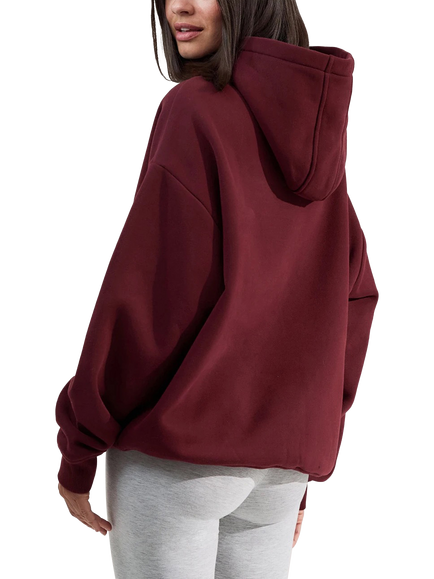 Lovall Cotton Blend Oversized Hoodie - view 2, Burgundy
