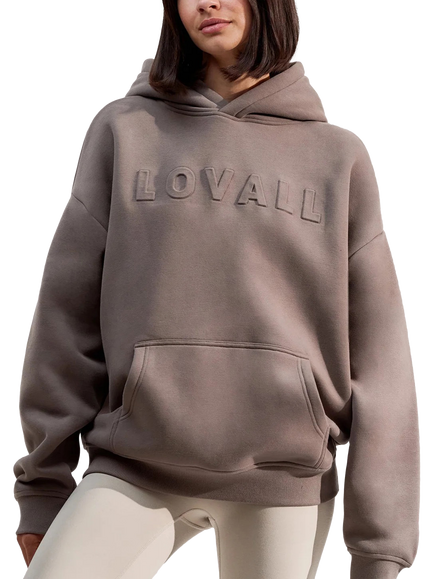 Lovall Cotton Blend Oversized Hoodie, Mocha
