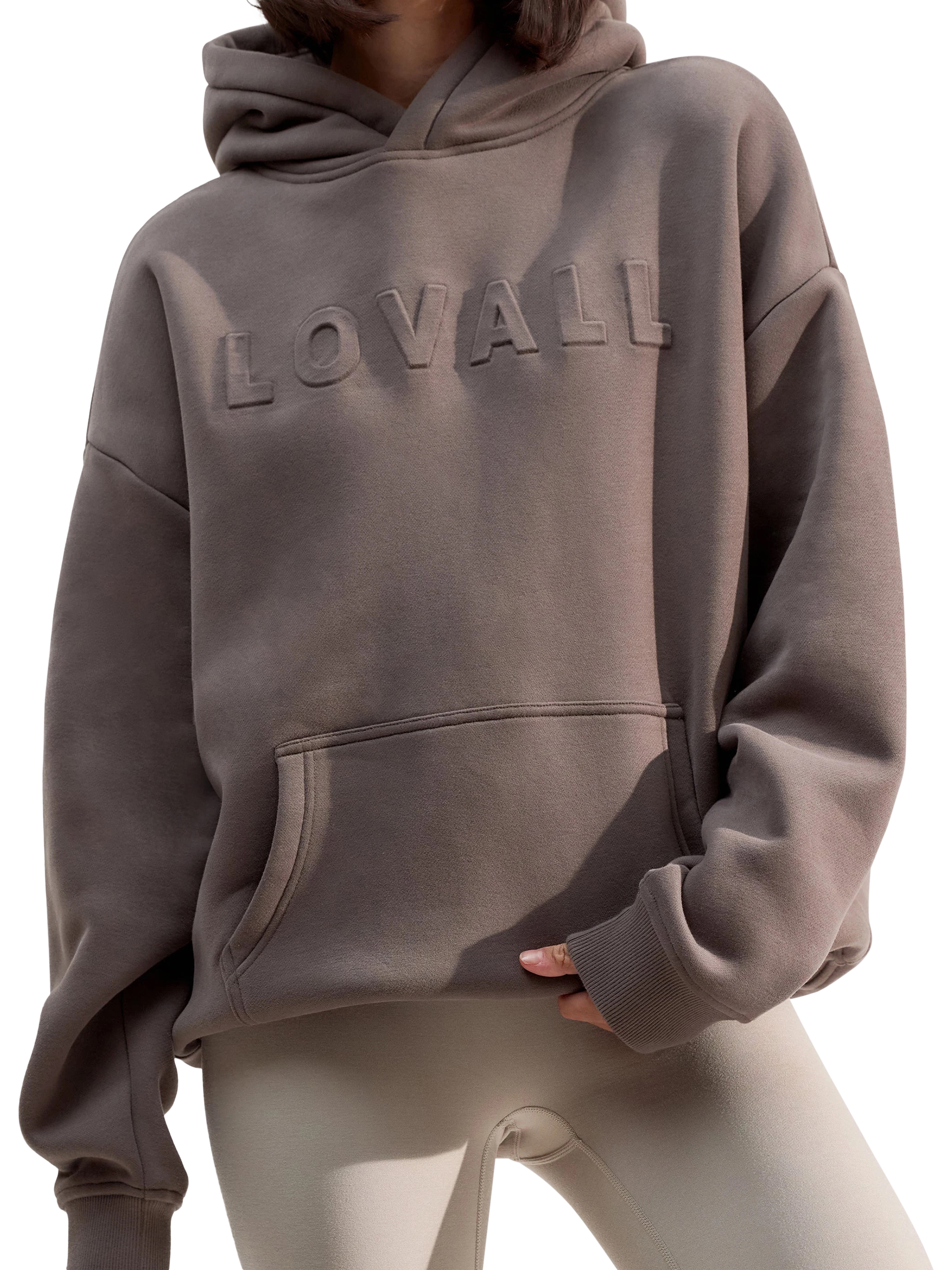 Product image 3 of 4, which shows Lovall Cotton Blend Oversized Hoodie, Mocha, 10
