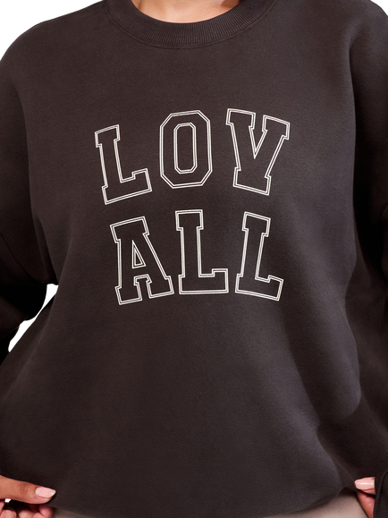 Lovall Heavyweight Cotton Blend Graphic Sweatshirt, Black Coffee - view 2, Black Coffee