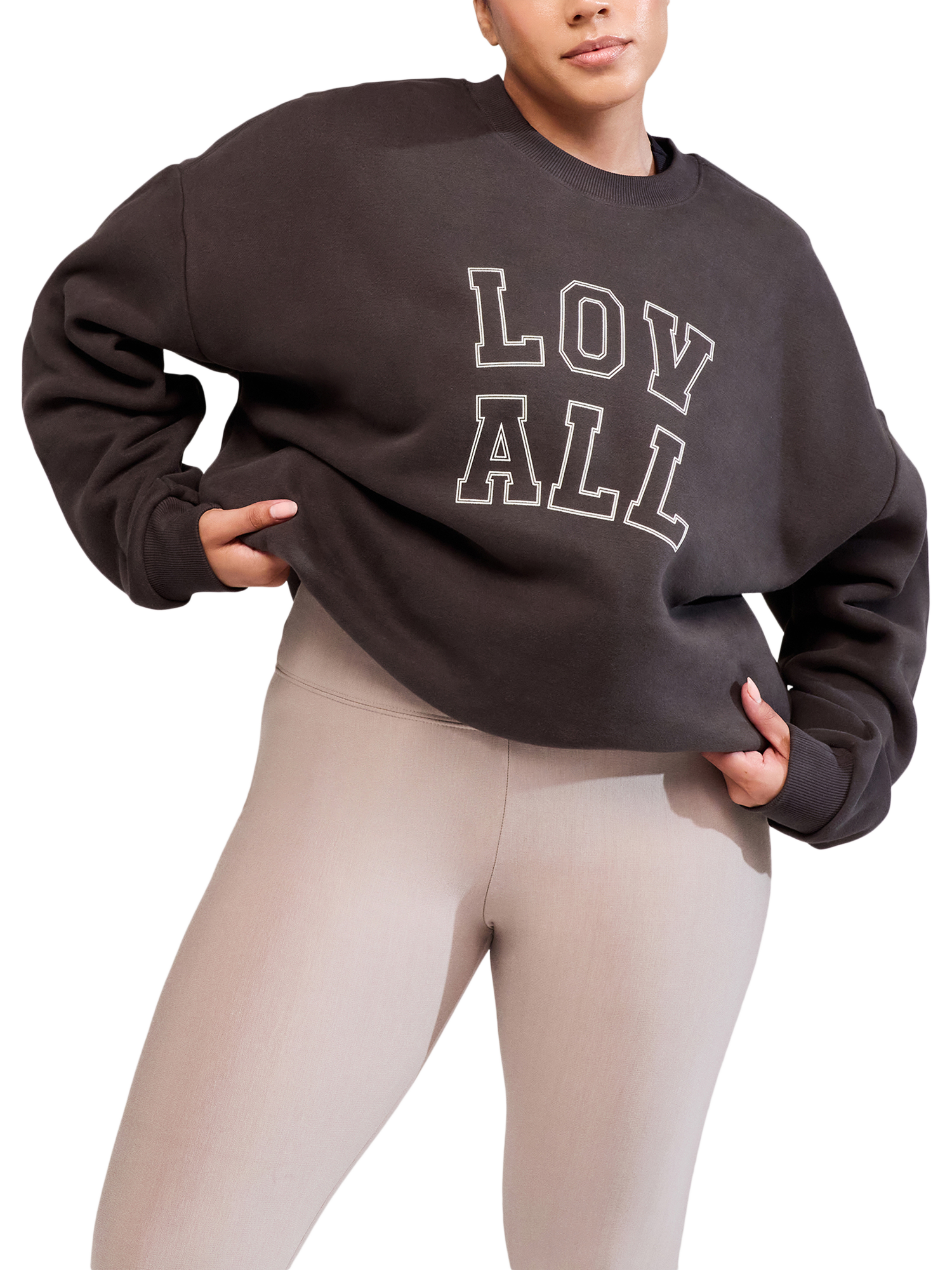 Product image 4 of 5, which shows Lovall Heavyweight Cotton Blend Graphic Sweatshirt, Black Coffee, 6