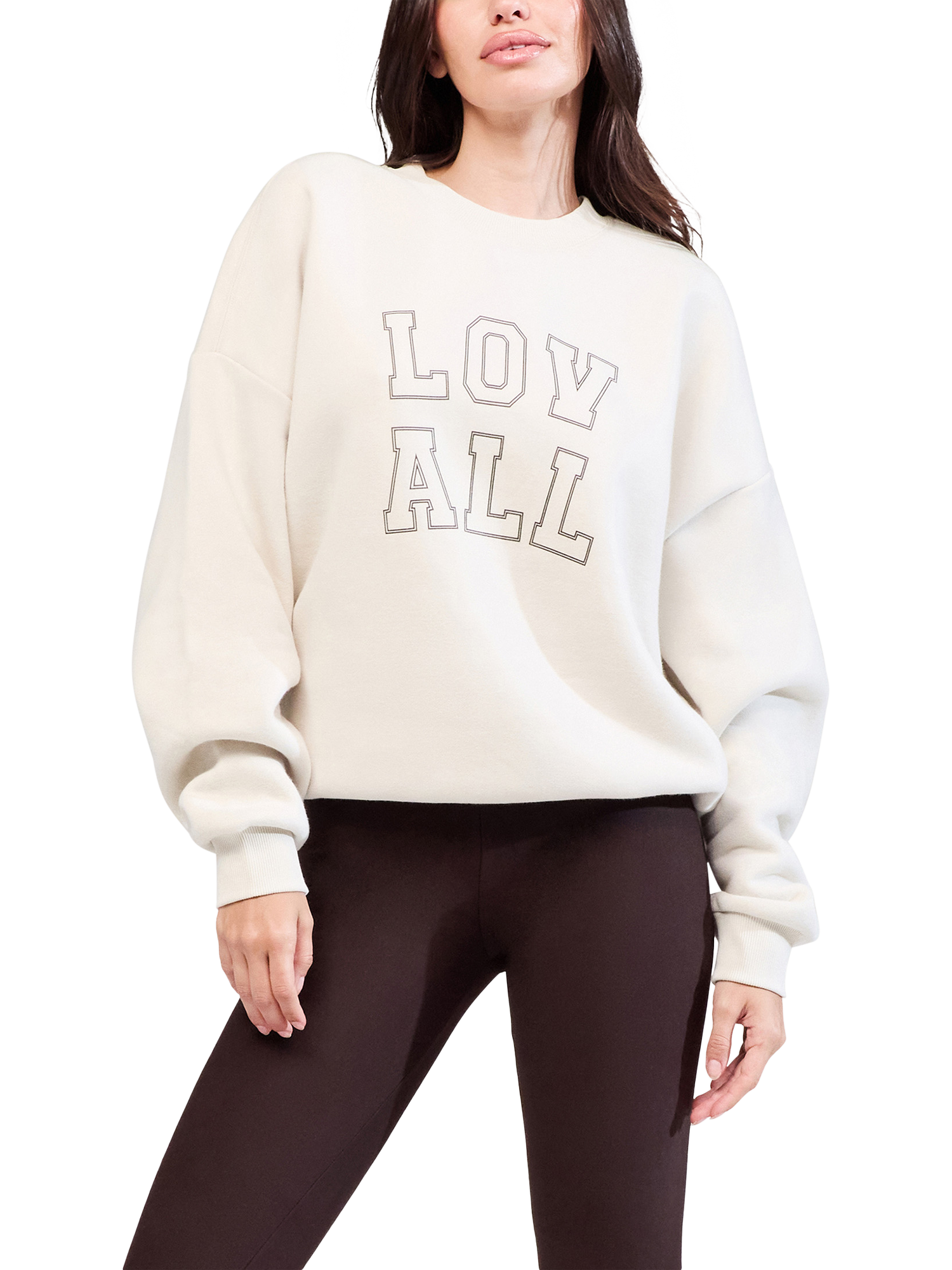 Product image 1 of 5, which shows Lovall Heavyweight Cotton Blend Graphic Sweatshirt, Ecru, 6