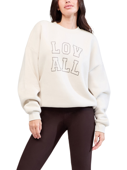 Lovall Heavyweight Cotton Blend Graphic Sweatshirt, Ecru, Ecru