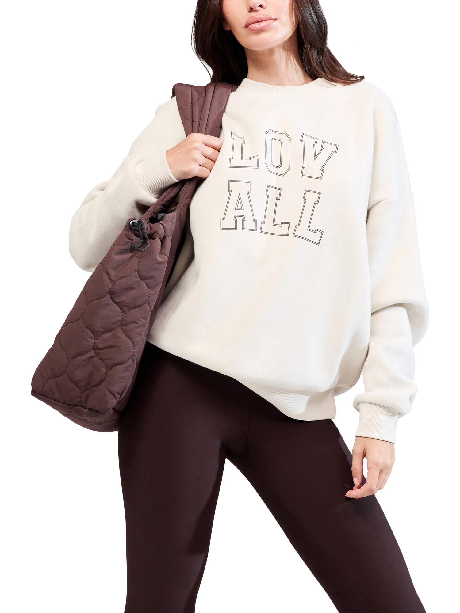 Product image 3 of 5, which shows Lovall Heavyweight Cotton Blend Graphic Sweatshirt, Ecru, 6