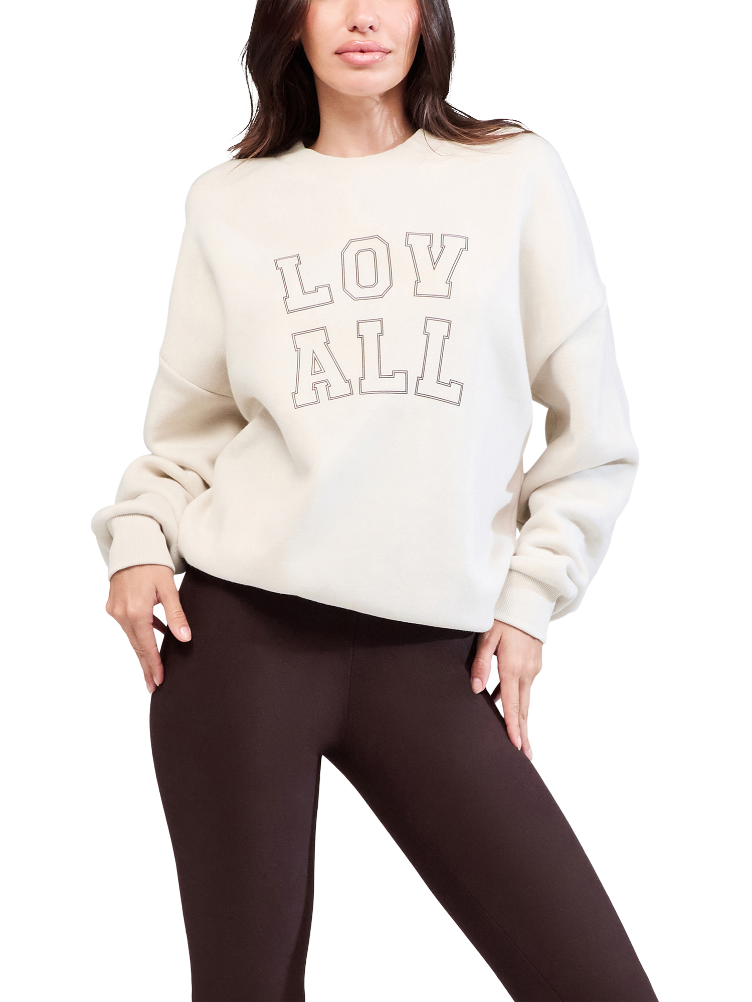 Product image 4 of 5, which shows Lovall Heavyweight Cotton Blend Graphic Sweatshirt, Ecru, 6