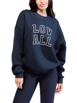Lovall Heavyweight Graphic Oversized Cotton Blend Sweatshirt, Vintage Navy, Vintage Navy