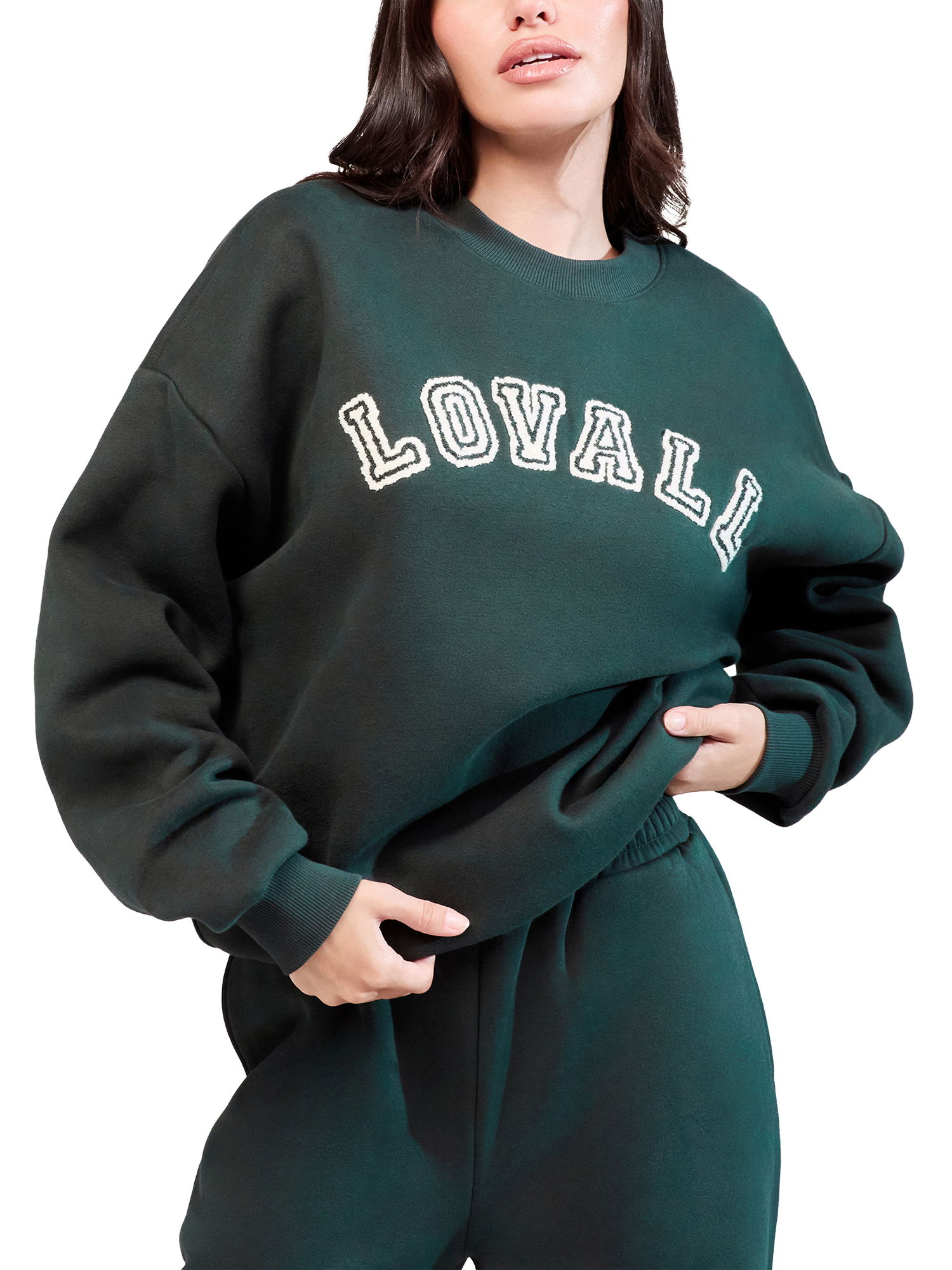 Product image 2 of 5, which shows Lovall Heavyweight Cotton Blend Oversized Sweatshirt, Pine, 6