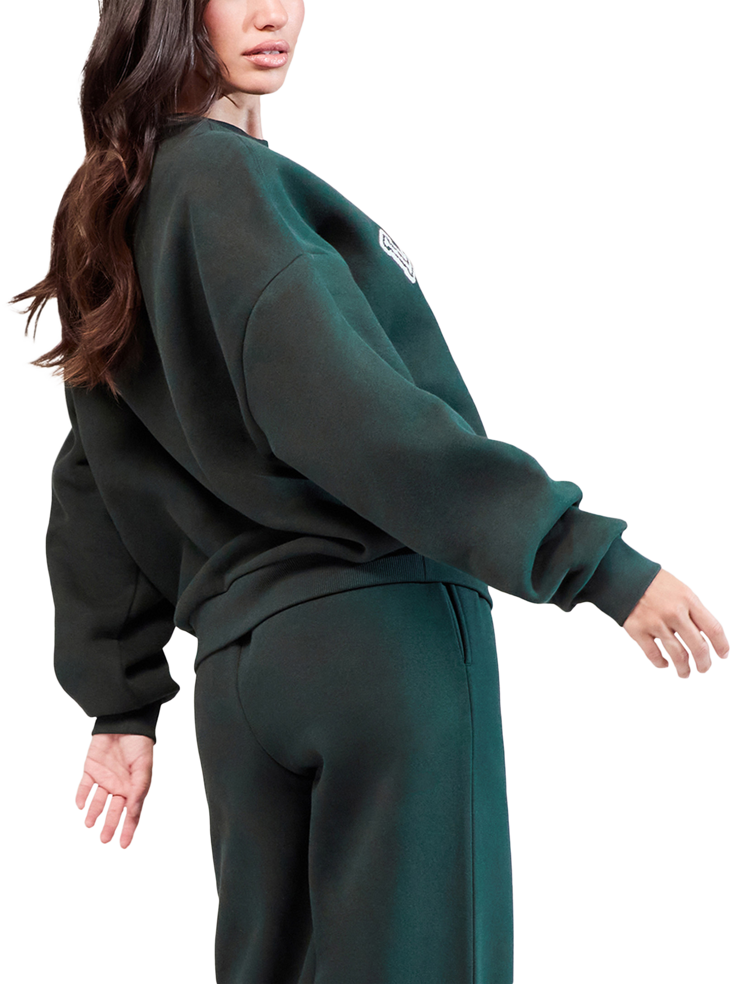 Product image 3 of 5, which shows Lovall Heavyweight Cotton Blend Oversized Sweatshirt, Pine, 6