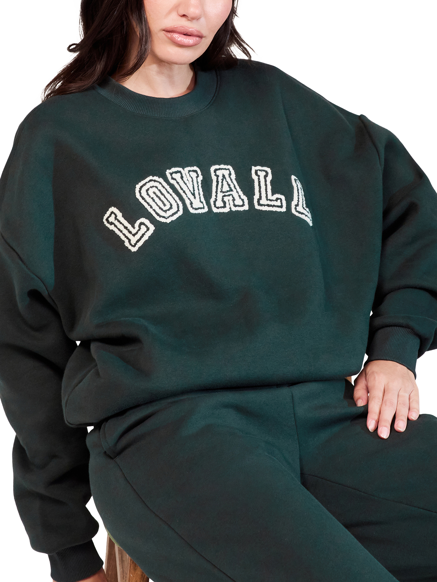 Product image 4 of 5, which shows Lovall Heavyweight Cotton Blend Oversized Sweatshirt, Pine, 6